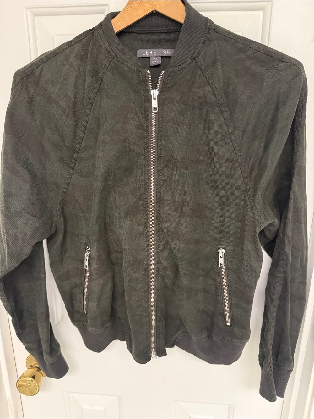 Level 99 Black Camo Bomber Jacket XS Full Zip